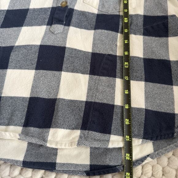 L.L.Bean Women’s Soft-Brushed Midweight Flannel Hoodie Navy Henley Cozy Fall XSP - Picture 12 of 12